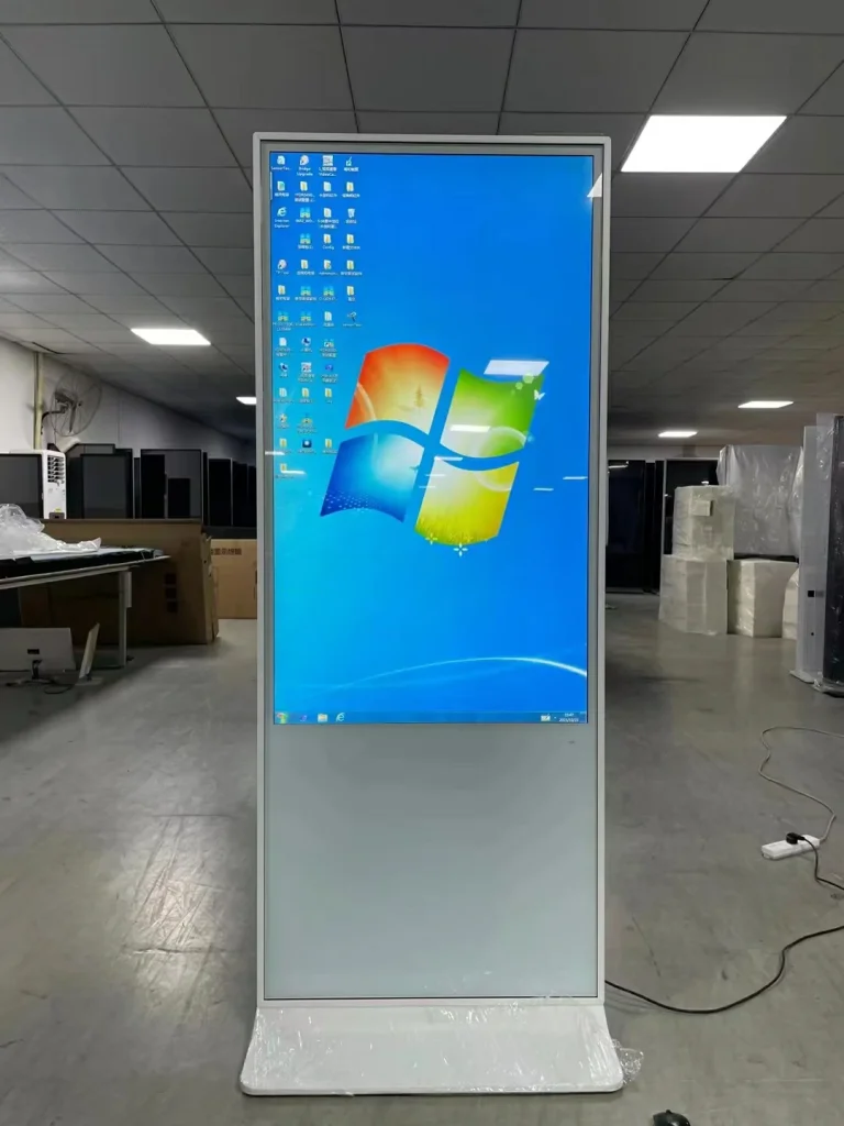Floor standing infrared touch screen all-in-one machine from GoXmart in workshop