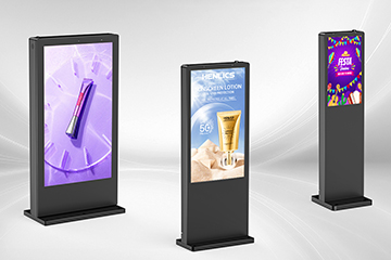 GoXmart IP65 outdoor floor-standing digital signage, high brightness weatherproof LCD totem in multiple sizes for retail advertising