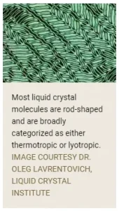Microscope photo of rod-shaped liquid crystal molecules