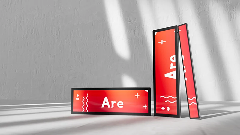 Stretchable bar LCD screen, long narrow digital display for commercial advertising