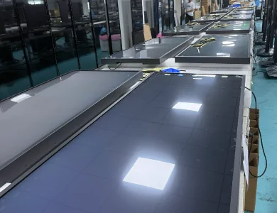 goxmart factory finished stretched bar lcd display units for batch inspection on production line
