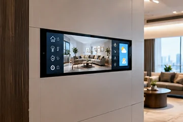 GoXmart 43 inch stretched screen embedded in smart home equipment panels