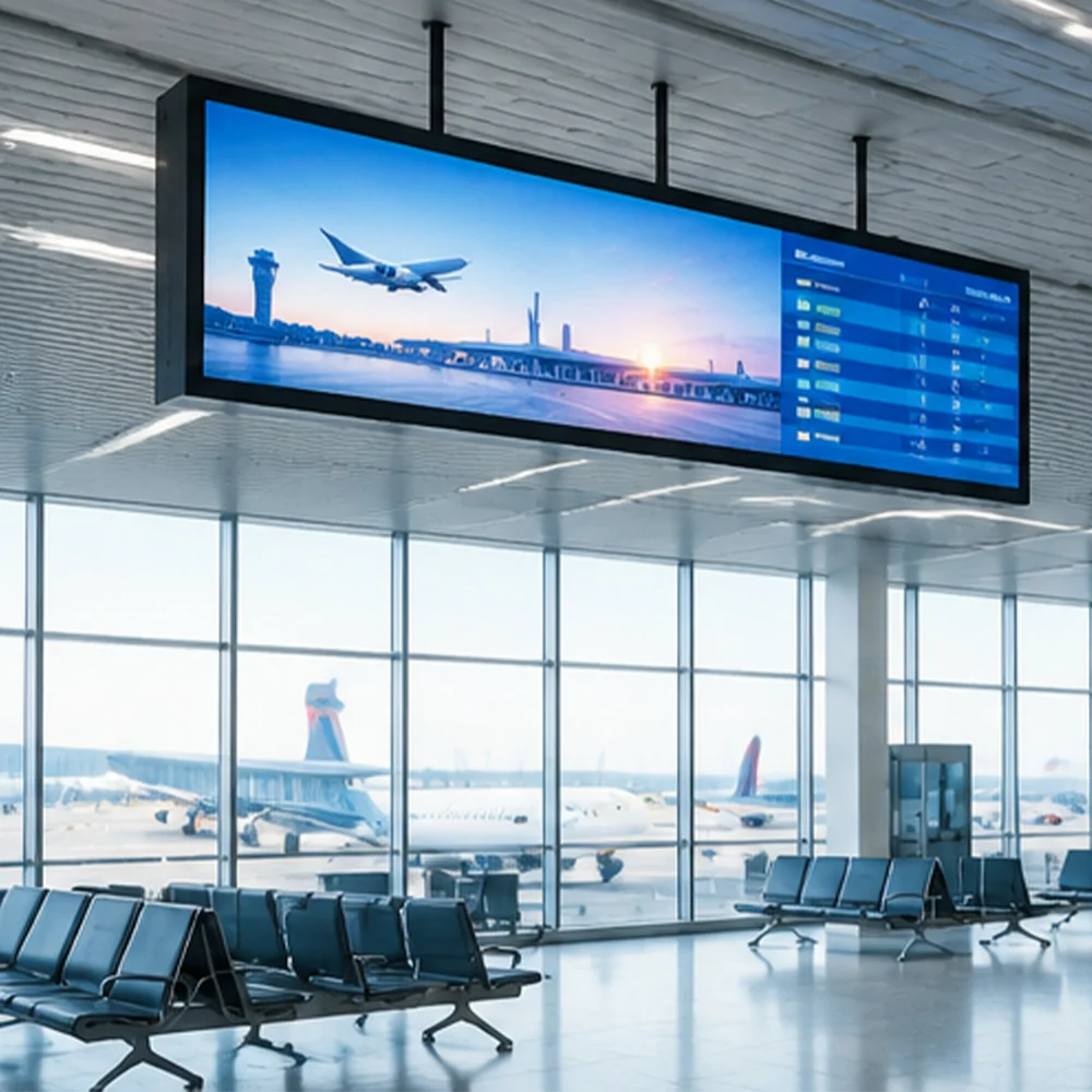 GoXmart 58.4 inch stretched bar LCD display for airport and station information display solutions