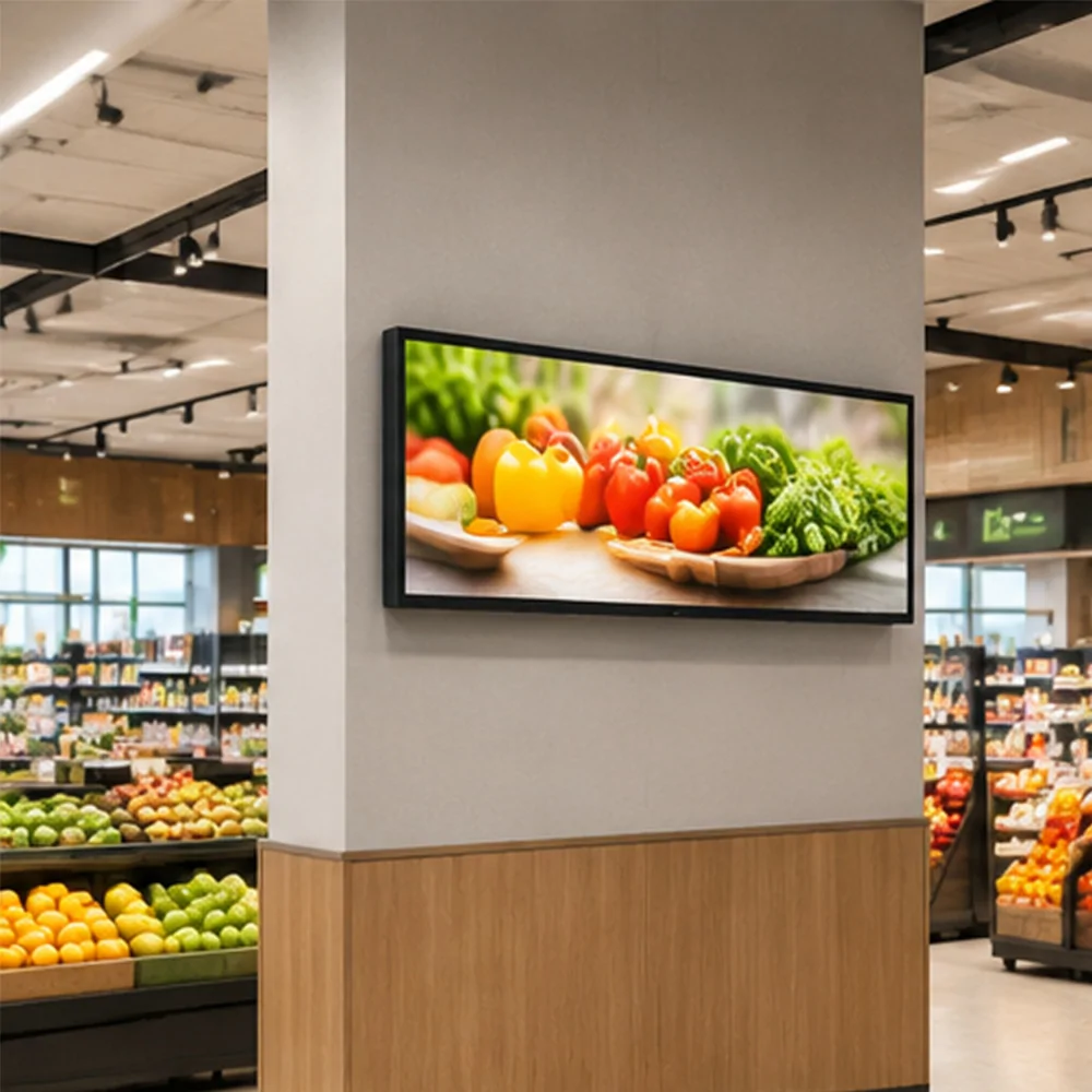 GoXmart 58.4 inch stretched bar LCD display for retail shelf and product advertising applications