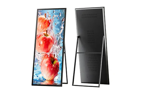 Goxmart full-screen digital signage with A-Frame stand installation