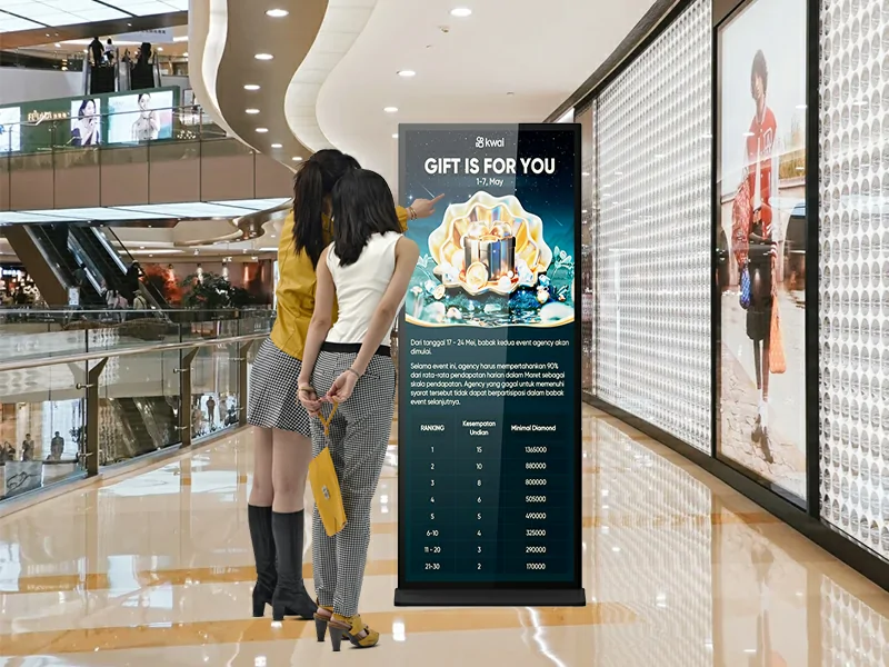 Goxmart full-screen digital signage with optional capacitive touch, infrared touch and non-touch versions for commercial interactive display