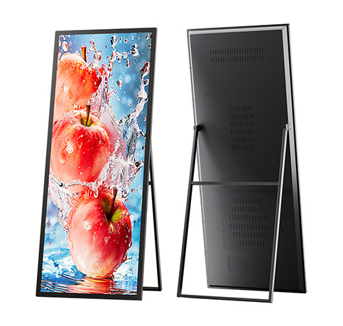 GoXmart full screen display, portable A-frame floor standing LCD digital signage for retail store advertising