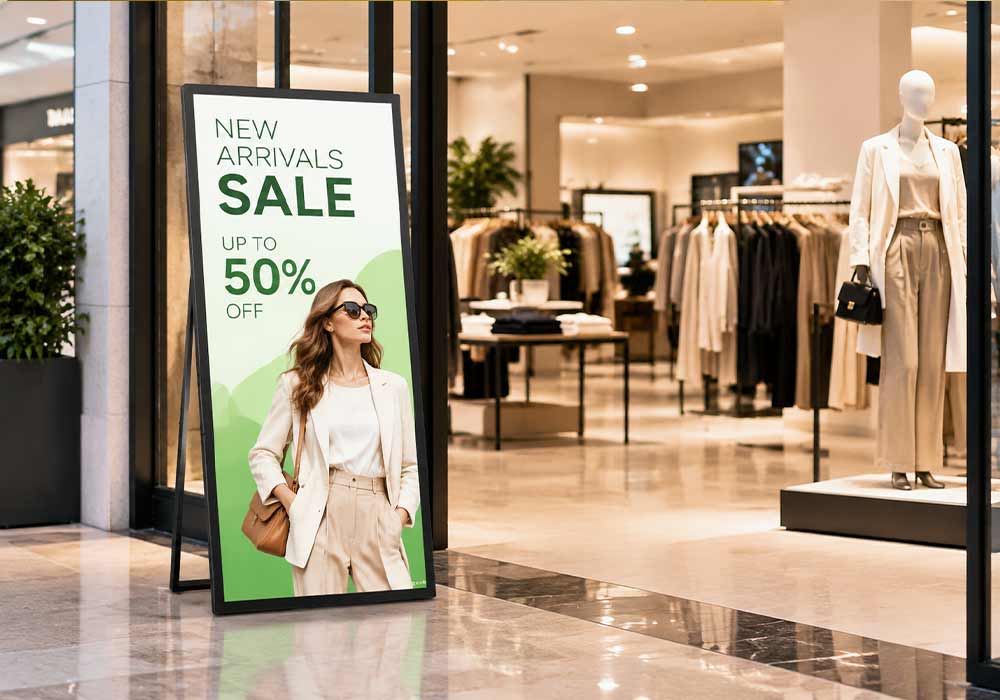 goxmart indoor digital signage, A-frame floor standing digital signage for shopping mall promotion
