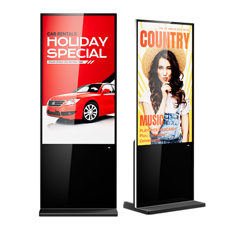 GoXmart indoor floor-standing vertical digital signage, slim frame LCD advertising kiosk for commercial applications