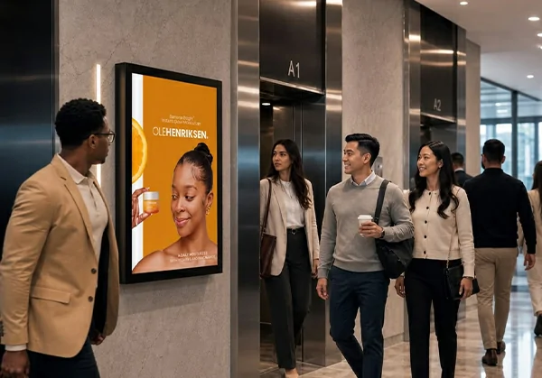 GoXmart indoor wall mounted digital signage, wall advertising display for building elevator lobby commercial promotion