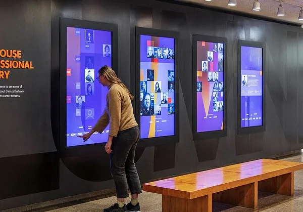 GoXmart indoor wall mounted digital signage, multi touch wall digital displays for exhibition lobby interactive showcase