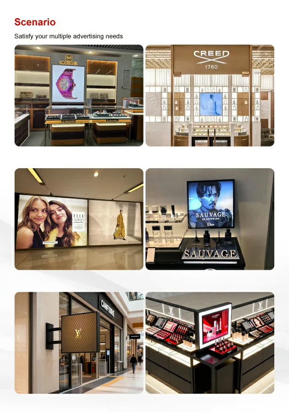 Square lcd digital signage application in jewelry, cosmetics, luxury retail shop