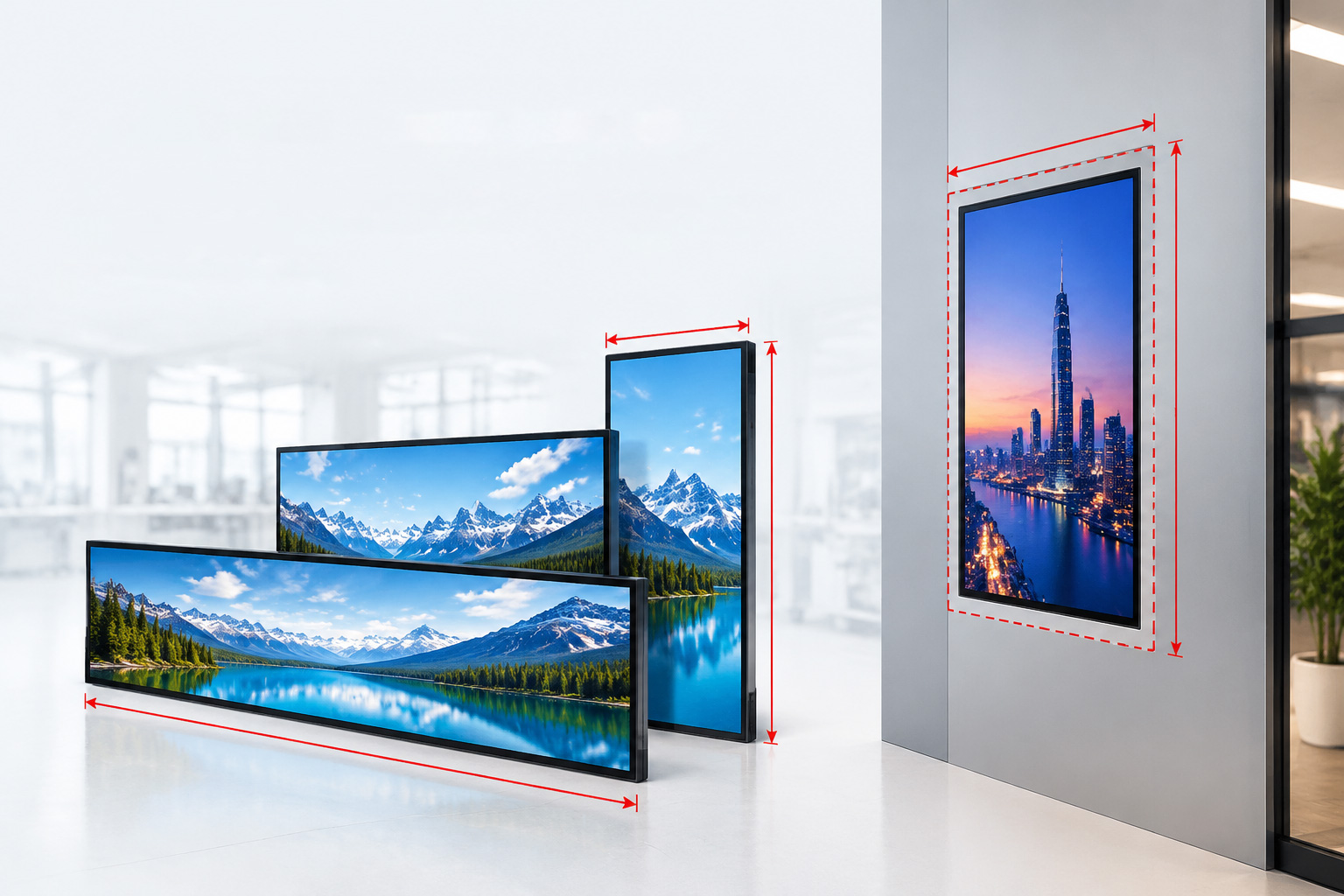 Custom-sized stretched LCD display solutions for different equipment and installation spaces