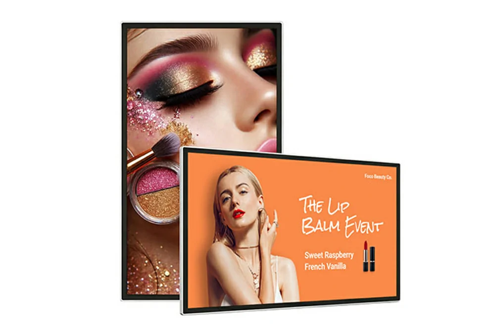 GoXmart indoor wall digital signage supports portrait and landscape installation for commercial advertising
