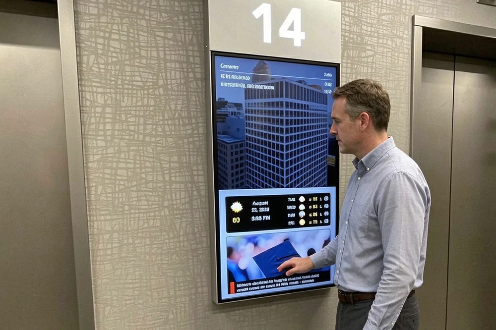 GoXmart indoor wall digital signage, infrared and capacitive touch screen for interactive commercial applications